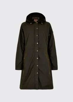 Redington Ladies Long Wax Coat - Verdigris