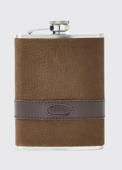 Rugby Mens Hipflask - Walnut