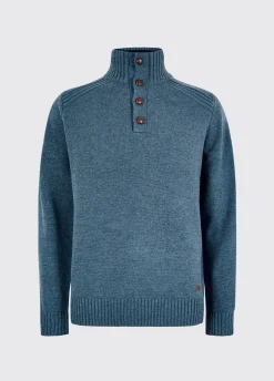 Shields Men’s button neck knit - Indigo
