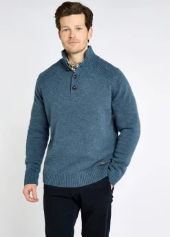 Shields Men’s button neck knit - Indigo