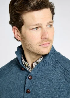Shields Men’s button neck knit - Indigo