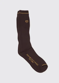 Short Mens Boot Socks - Brown