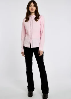 Waterlily Ladies Mandarin Collar Shirt - Pale Pink
