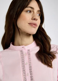 Waterlily Ladies Mandarin Collar Shirt - Pale Pink