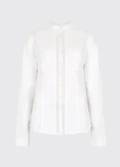 Waterlily Ladies Mandarin Collar Shirt - White