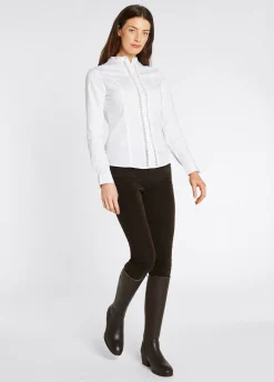 Waterlily Ladies Mandarin Collar Shirt - White