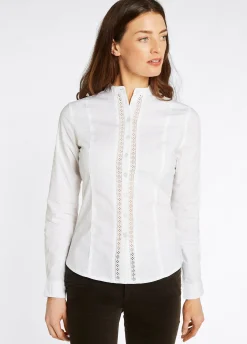 Waterlily Ladies Mandarin Collar Shirt - White
